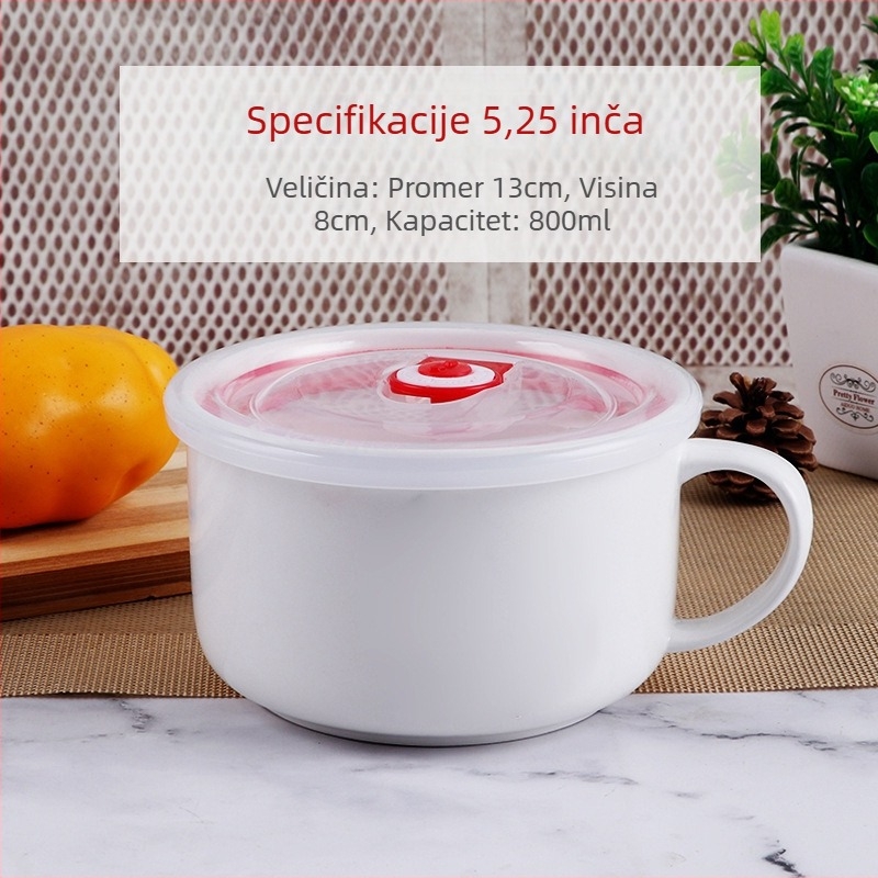 Porcelanska zdjela s poklopcem i držačem, okruglog oblika, dekor pod glazurom, nije prikladna za mikrovalnu