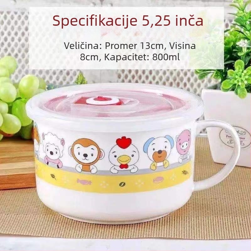 Porcelanska zdjela s poklopcem i držačem, okruglog oblika, dekor pod glazurom, nije prikladna za mikrovalnu