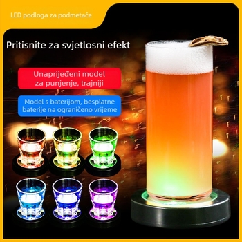 BARX LED osvijetljena podmetač za koktele, plastičan, kružnog oblika, priključno napajanje.