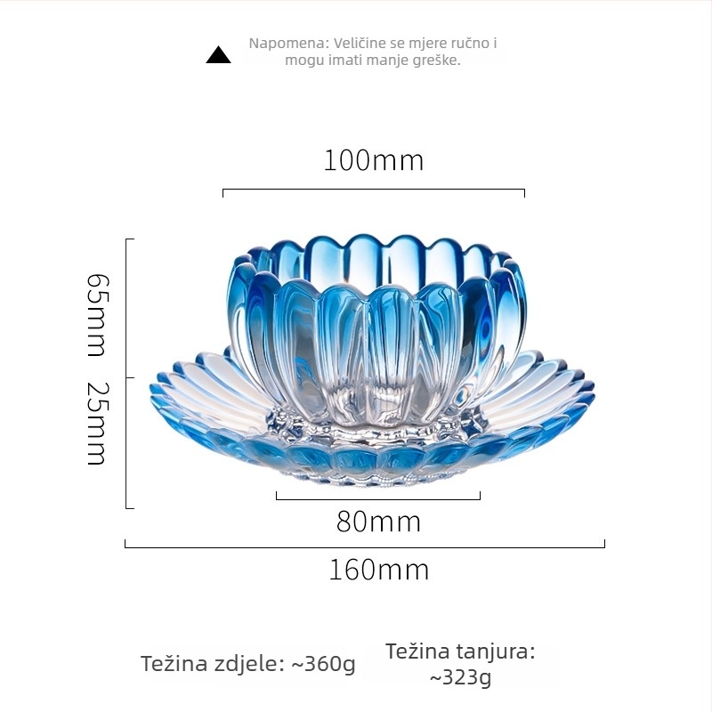 Staklena posuda s lotosom – nordijski minimalisticki stil, visokokvalitetni servis, cvjetni uzorak, ručno crtana površina, moguća prilagodba