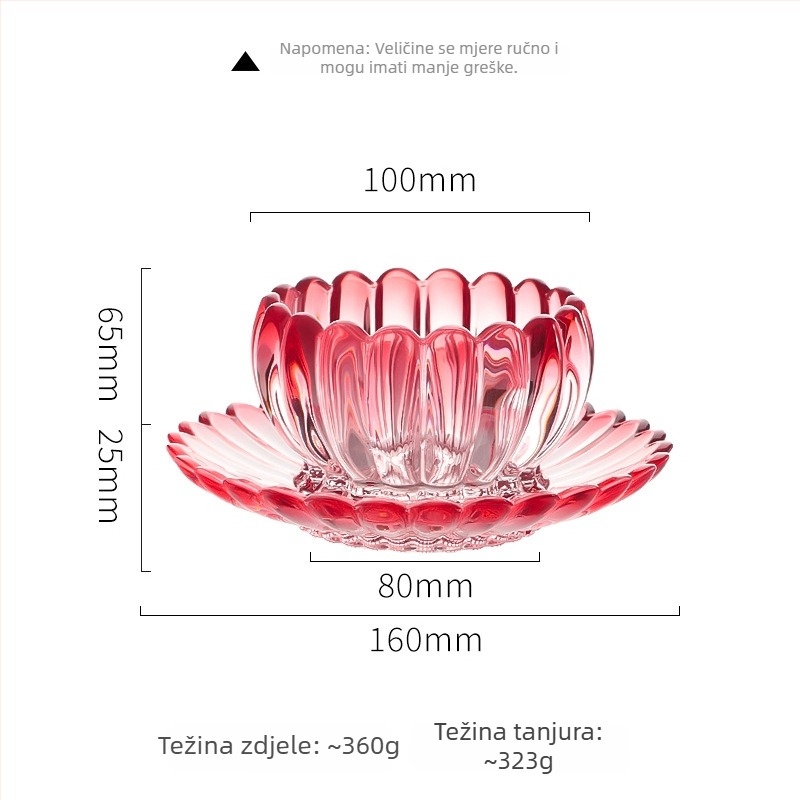 Staklena posuda s lotosom – nordijski minimalisticki stil, visokokvalitetni servis, cvjetni uzorak, ručno crtana površina, moguća prilagodba