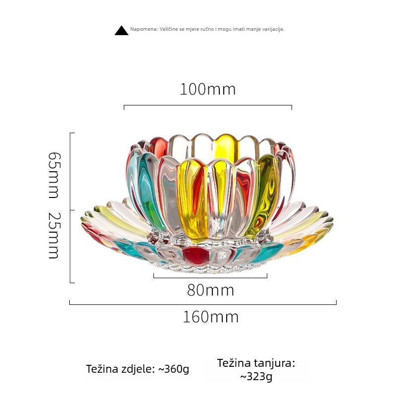 Staklena posuda s lotosom – nordijski minimalisticki stil, visokokvalitetni servis, cvjetni uzorak, ručno crtana površina, moguća prilagodba