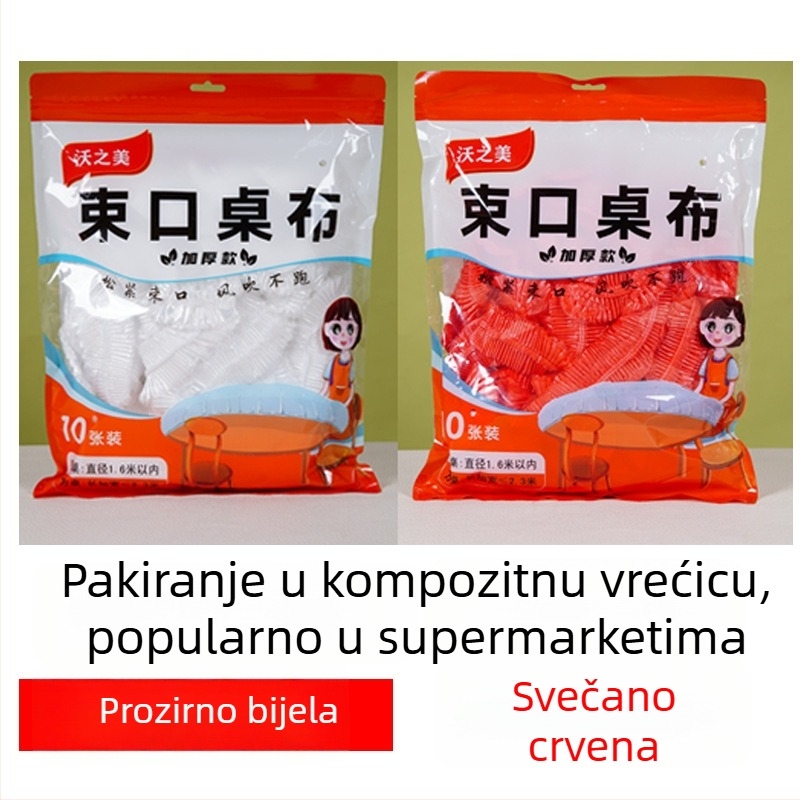 Jednokratni prozirni PE stolnjak s elastičnim rubovima za svadbene bankete, otporan na masnoće