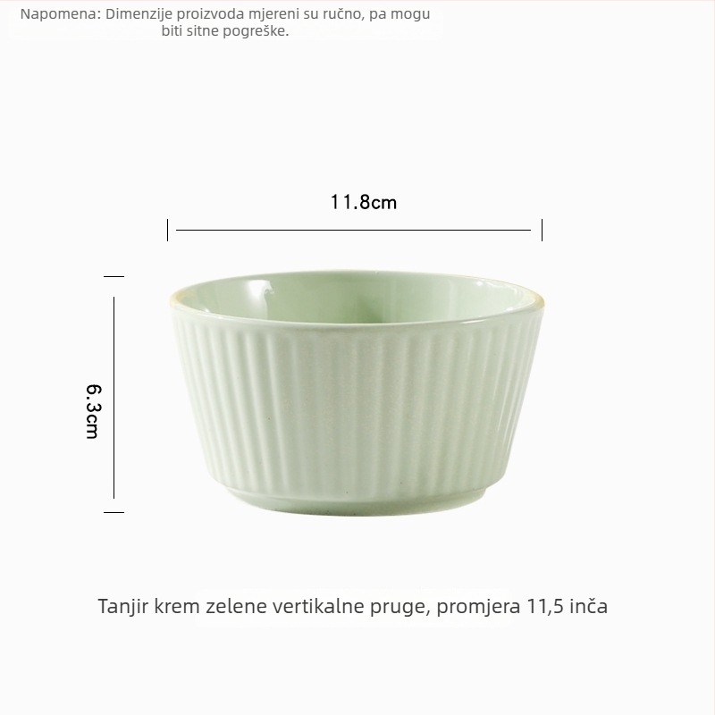 Porcelanski set zdjela za rižu, 10 kom, kremasti stil, okrugli oblik, pogodno za mikrovalnu