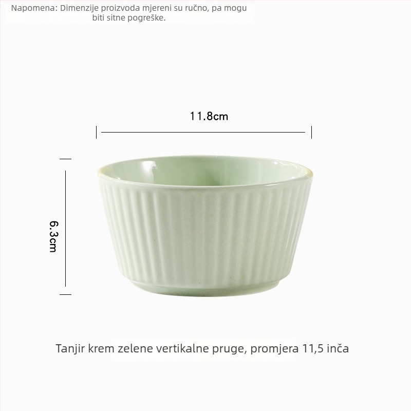 Porcelanski set zdjela za rižu, 10 kom, kremasti stil, okrugli oblik, pogodno za mikrovalnu