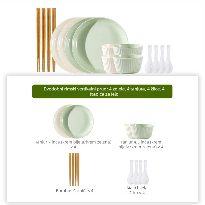 Porcelanski set zdjela za rižu, 10 kom, kremasti stil, okrugli oblik, pogodno za mikrovalnu