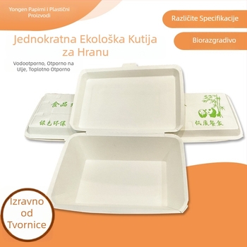 Jednokratna papirnata kutija za obrok s poklopcem, pravokutna za dostavu; Materijal: Papir; Mikrovalna: Ne; Ispis logotipa: Da