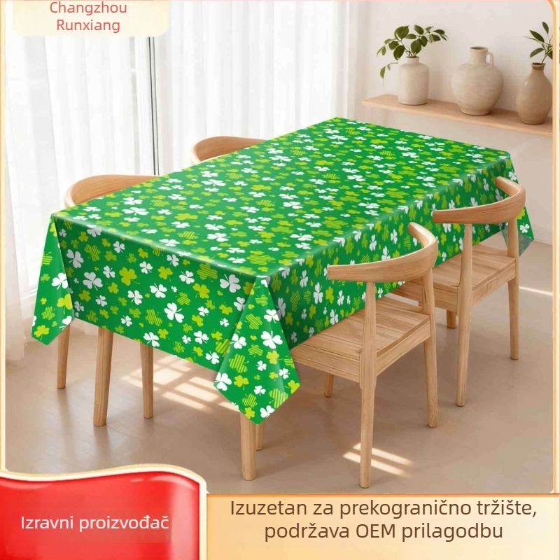 Jednokratna stolnjica od polietilena s motivom četverolistne djeteline, pravokutnog oblika, debljina 0,03, prilagodljiva