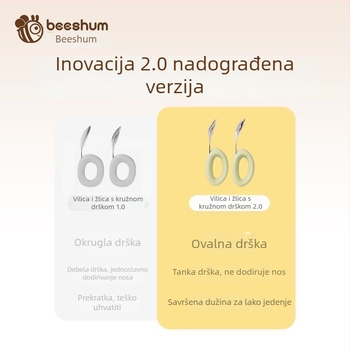 Beeshum Dječji set vilice i žlice za samostalno hranjenje — trening pribor, nehrđajući čelik, za dob od 3 mjeseca, 1 komad, minimalistički stil