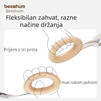 Beeshum Dječji set vilice i žlice za samostalno hranjenje — trening pribor, nehrđajući čelik, za dob od 3 mjeseca, 1 komad, minimalistički stil