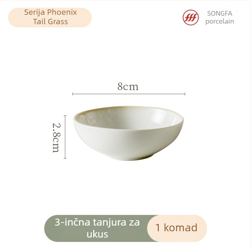 Porcelanski set posuđa za stol s zdjelama, tanjurima i štapićima za jelo — završna podglazurna obrada, mikrovalna sigurnost, moderan minimalistički kineski stil