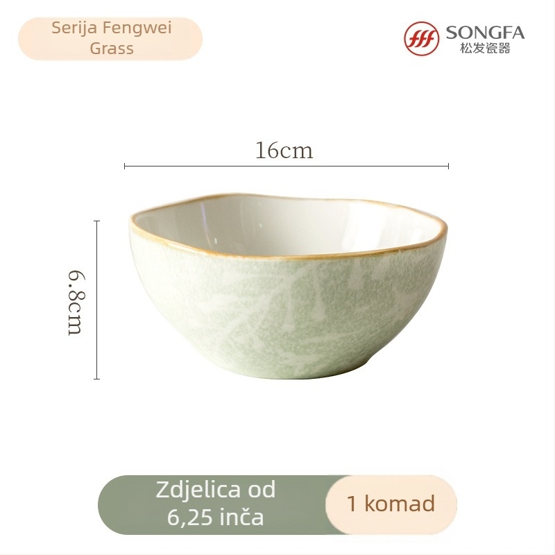 Porcelanski set posuđa za stol s zdjelama, tanjurima i štapićima za jelo — završna podglazurna obrada, mikrovalna sigurnost, moderan minimalistički kineski stil