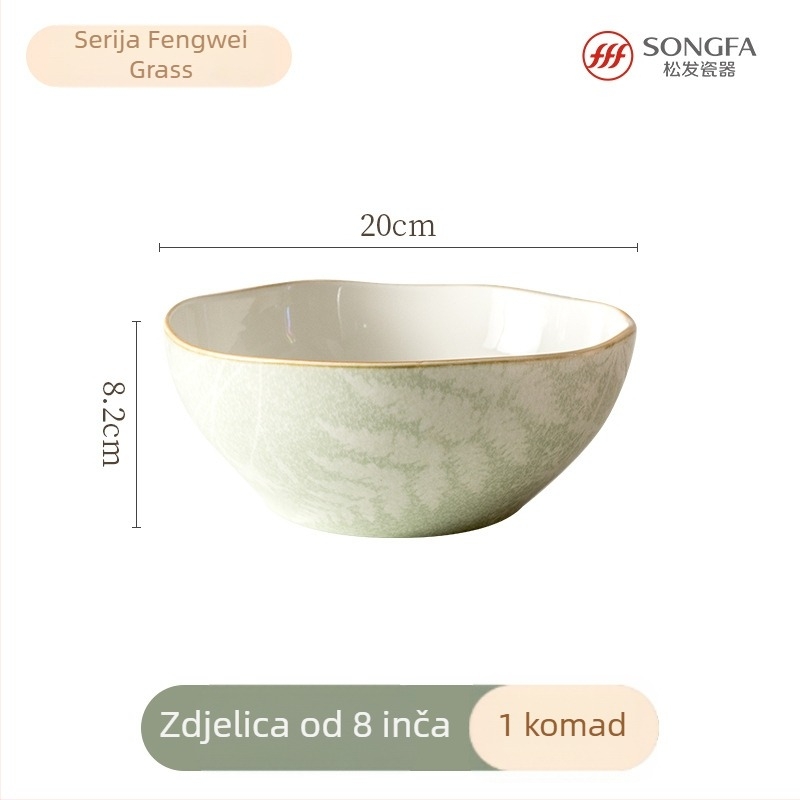 Porcelanski set posuđa za stol s zdjelama, tanjurima i štapićima za jelo — završna podglazurna obrada, mikrovalna sigurnost, moderan minimalistički kineski stil
