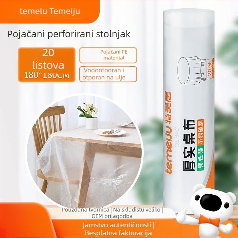 Jednokratna plastična stolnjica, zgušnjena, vodootporna i otporna na masnoću