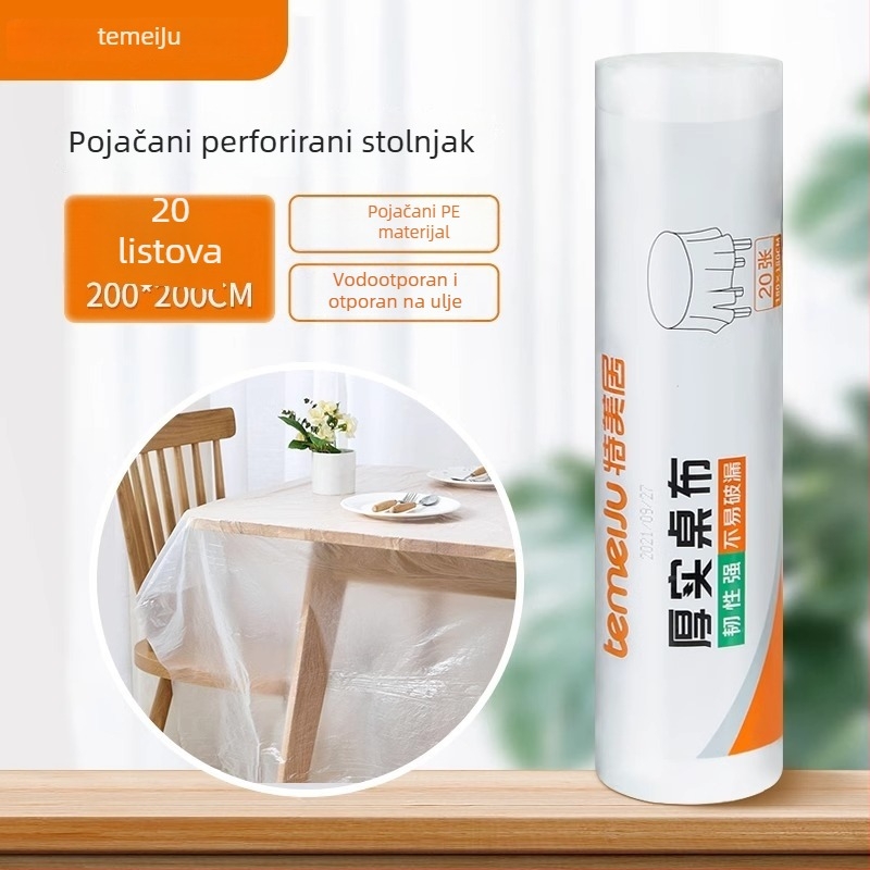 Jednokratna plastična stolnjica, zgušnjena, vodootporna i otporna na masnoću