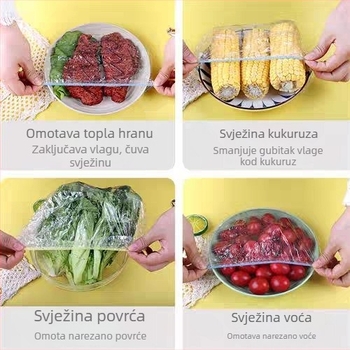 Plastični poklopac za ostanke hrane – prehrambeni razred, samouzavaran, debeli sloj; poklopac zdjele, otporan na prašinu (1 kom)