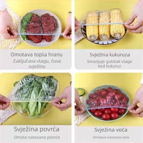Plastični poklopac za ostanke hrane – prehrambeni razred, samouzavaran, debeli sloj; poklopac zdjele, otporan na prašinu (1 kom)
