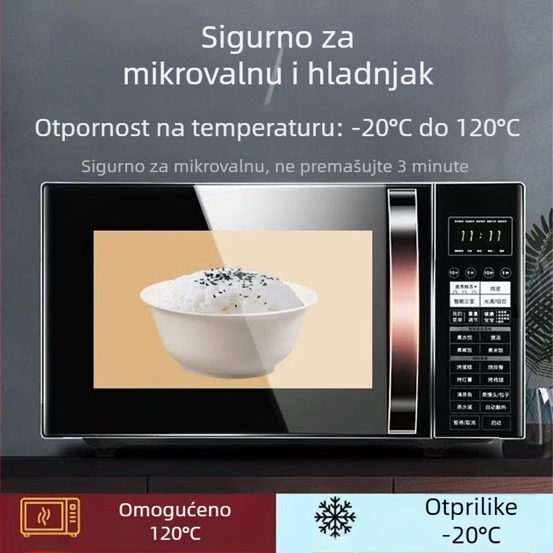 Set jednokratnog posuđa od rižine ljuske sa debelim zdjelicama i štapićima za jelo, biološki razgradivo, prehrambena kvaliteta, ekološki prihvatljivo, otporno na visoke temperature, za kućnu upotrebu i kampiranje.