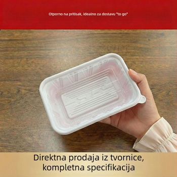 Jednokratna pravokutna kutija za dostavu obroka, od prehrambenog PP-a, otporna na mikrovalnu
