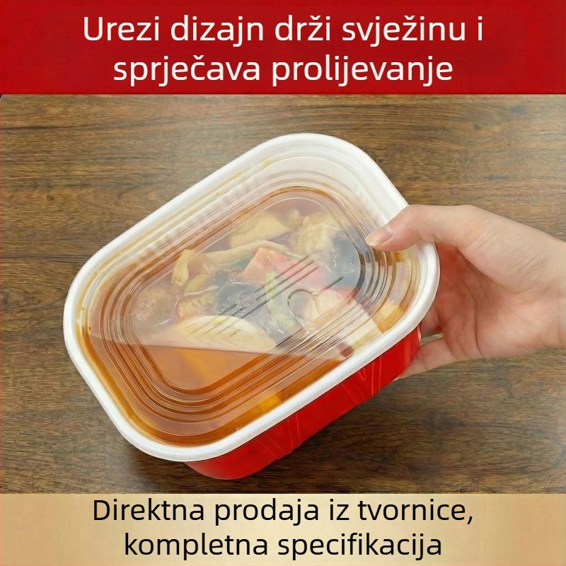 Jednokratna pravokutna kutija za dostavu obroka, od prehrambenog PP-a, otporna na mikrovalnu