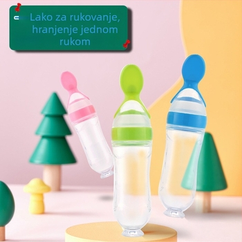 Set za hranjenje bebe – Xiwan silikonska bočica za hranjenje s usisnom čašicom, istisna žličica i bočica rižine kaše; za bebe od 6 mjeseci