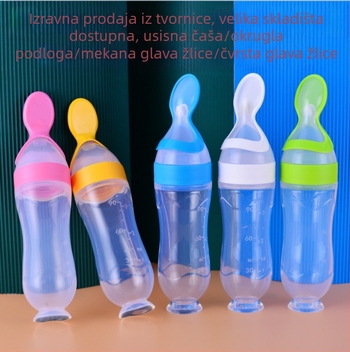 Set za hranjenje bebe – Xiwan silikonska bočica za hranjenje s usisnom čašicom, istisna žličica i bočica rižine kaše; za bebe od 6 mjeseci