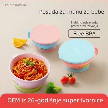 Beba zdjela s silikonskom prisavom — materijal: silikon + PP, za djecu od 3 mjeseca, set od tri komada, minimalistički stil, brand Bainto