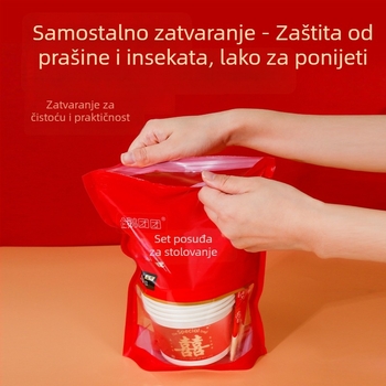 Jednokratni set posuđa za stol: papirnate zdjele i bambus štapići, debeli, okruglog oblika, 30 komada u pakiranju