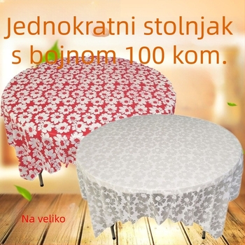 Jednokratni stolnjak od polietilena s otisom božura, debeli, 100 listova