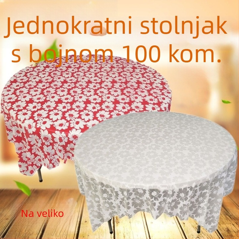Jednokratni stolnjak od polietilena s otisom božura, debeli, 100 listova