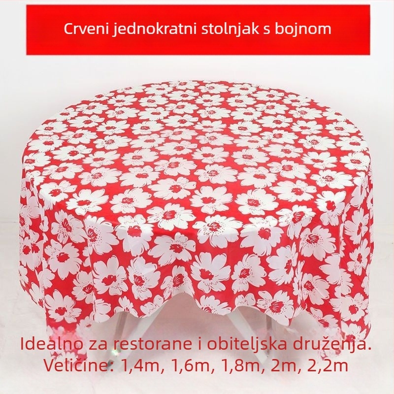 Jednokratni stolnjak od polietilena s otisom božura, debeli, 100 listova