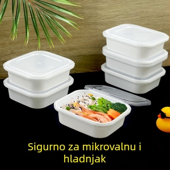 Kutija za obrok s čvrstim poklopcem, jednokratna, plastična, mikrovalna kompatibilna, paket od 240 komada