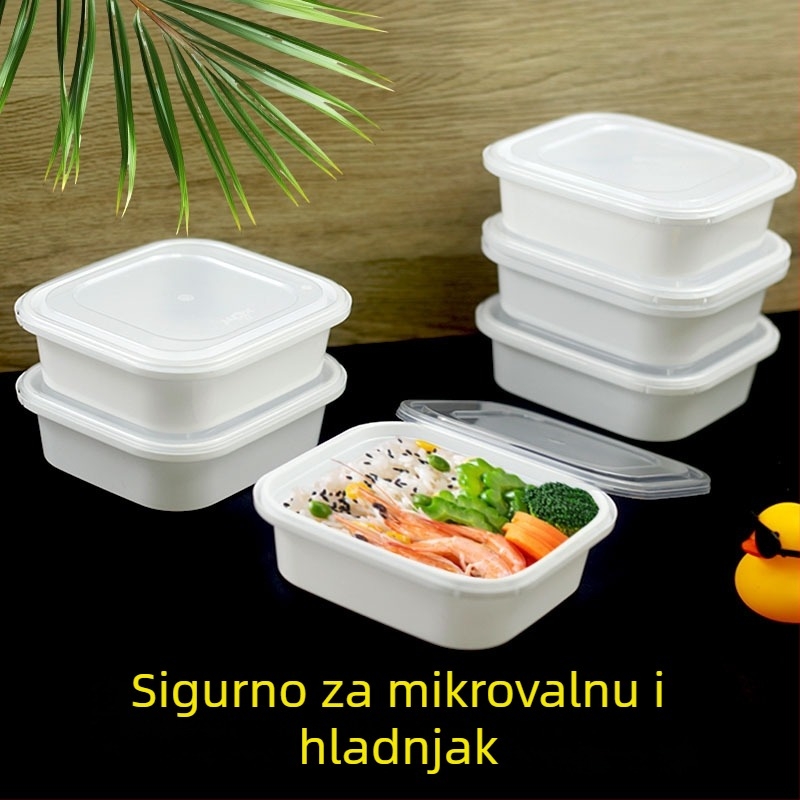 Kutija za obrok s čvrstim poklopcem, jednokratna, plastična, mikrovalna kompatibilna, paket od 240 komada