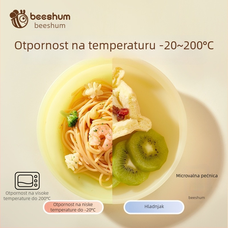 Bethham Dječji silikonski tanjur u obliku polumjeseca s usisnom čašicom za samostalno hranjenje, od 6 mjeseci