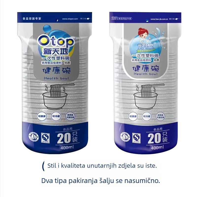 Jednokratne plastične zdjele, 400 ml, okrugli oblik, plastični materijal, kutija od 36 komada