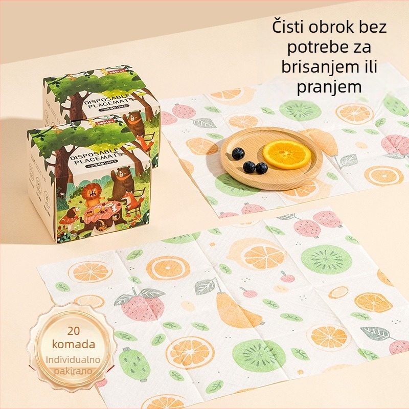 Jednokratne podloške za hranjenje beba, prenosne, otporne na ulje i vodu, od bambusovog vlakna – JOYNCLEON/Jingqi