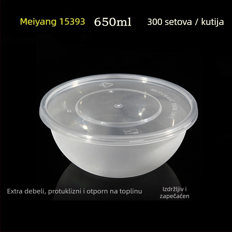 Jednokratna zdjela, kapacitet 650 ml, plastika, okrugli oblik, novi kineski stil