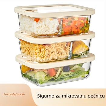Staklena kutija za obrok za mikrovalnu, namijenjena uredskim radnicima, novi model 2026, kutija za obrok sa zdjelom za juhu, Bento kutija, posuda za čuvanje hrane