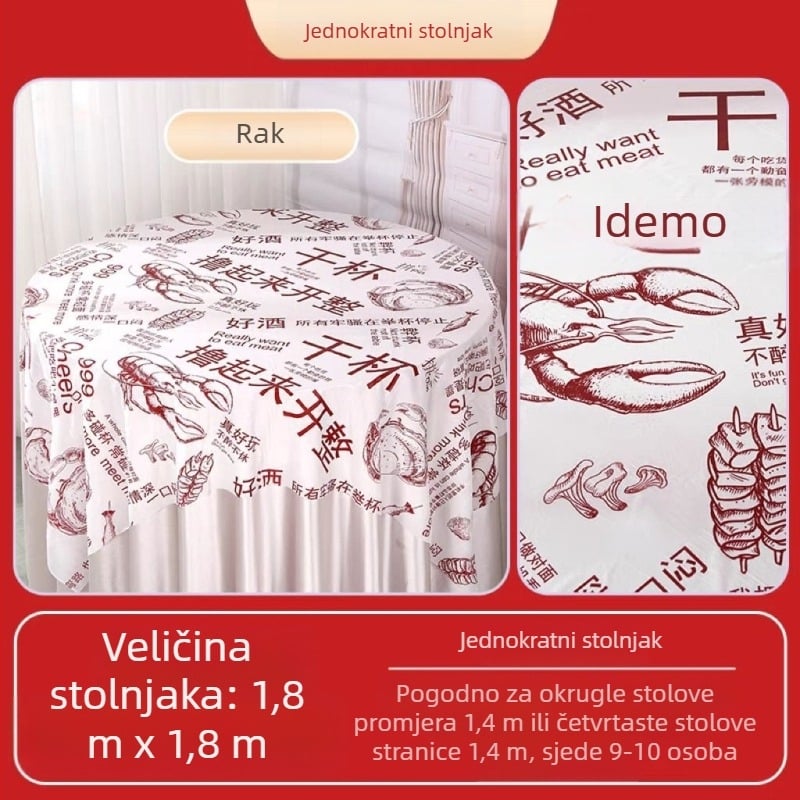 10 komada jednokratnih plastičnih stolnjaka, kvadratnih, debelih, kariranog uzorka, vodonepropusni i otporni na ulje, za restorane i kuhinjske štandove