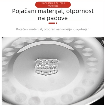 304 nerđavi čelik duboki tanjur za kućnu i komercijalnu upotrebu, debeli kuhinjski tanjur