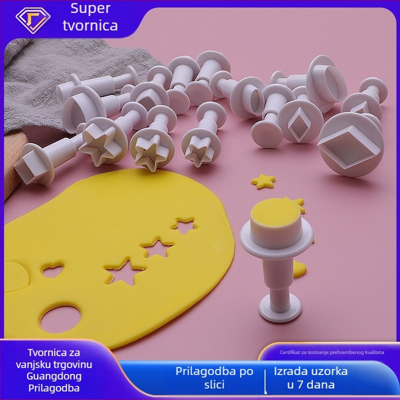 Geometrijska forma za fondant – potisna gravura, ABS, oblici srca, kruga i petokrake zvjezdice