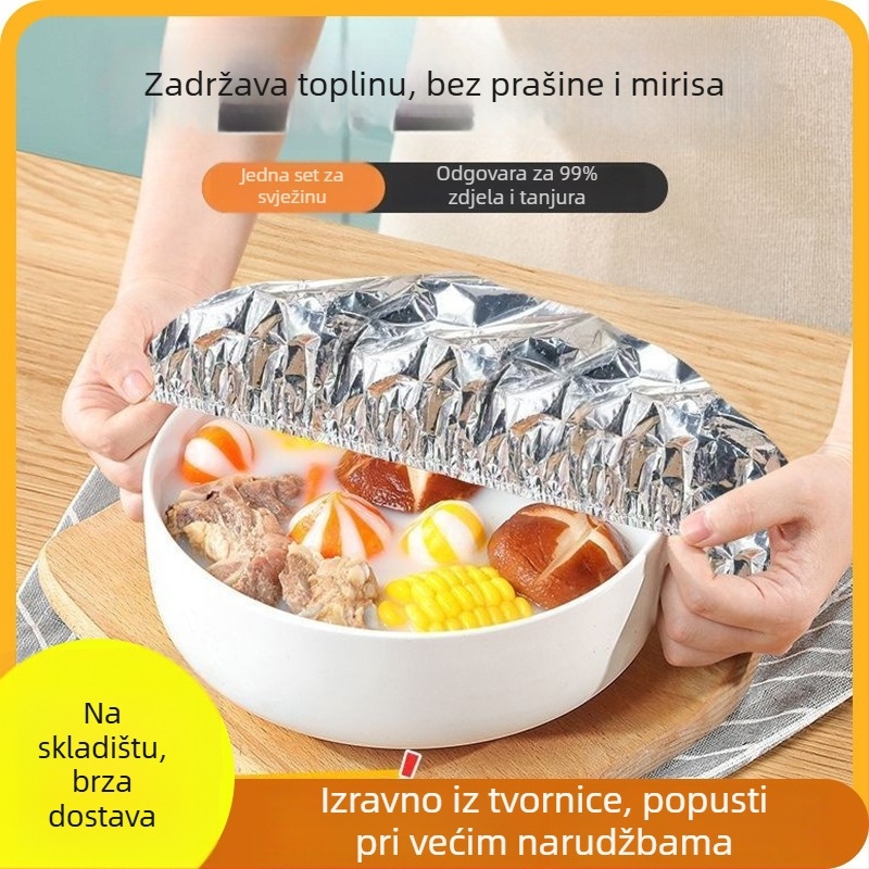 Set za očuvanje hrane – Aluminijski folijski termoizolacijski poklopi za posude, kućna kuhinja, 3–5 komada, rok trajanja 5 godina, Zapremina pakiranja 100, 200 setova u kutiji