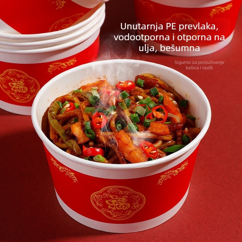 Jednokratna papirnata zdjela, 500 ml, debeli stijenci, za vjenčanja i pakiranje za dostavu