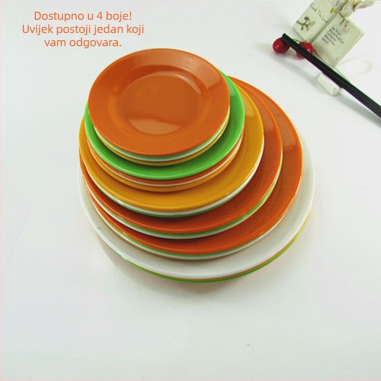 Kružni set tanjura od melamina, debeli, glazirana površina, stil Japana i Koreje, nije pogodno za mikrovalnu pećnicu.