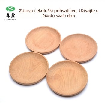 Okrugli pladanj od čvrstog drveta za grickalice i voće, s tiskanim logom, japansko-korejski stil