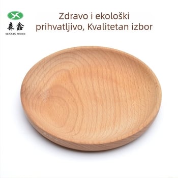 Okrugli pladanj od čvrstog drveta za grickalice i voće, s tiskanim logom, japansko-korejski stil