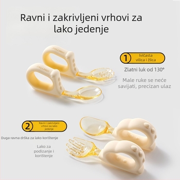 Silikonski set za prehranu beba: žličica i vilica za samostalno jelo, Belleptide, od 3 mjeseca, 1 set