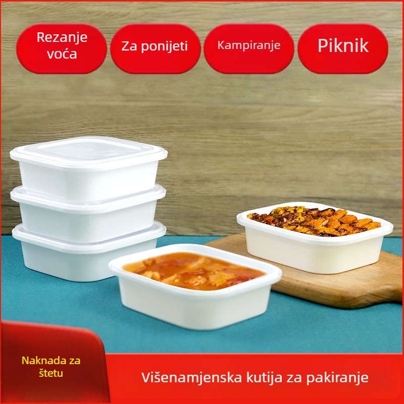 Kvadratna kutija za obrok s poklopcem – jednokratna, prehrambene kvalitete PP5 materijal, mikrovalna sigurnost