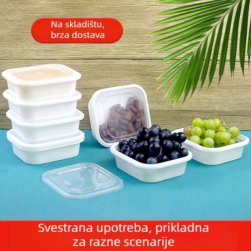 Kvadratna kutija za obrok s poklopcem – jednokratna, prehrambene kvalitete PP5 materijal, mikrovalna sigurnost