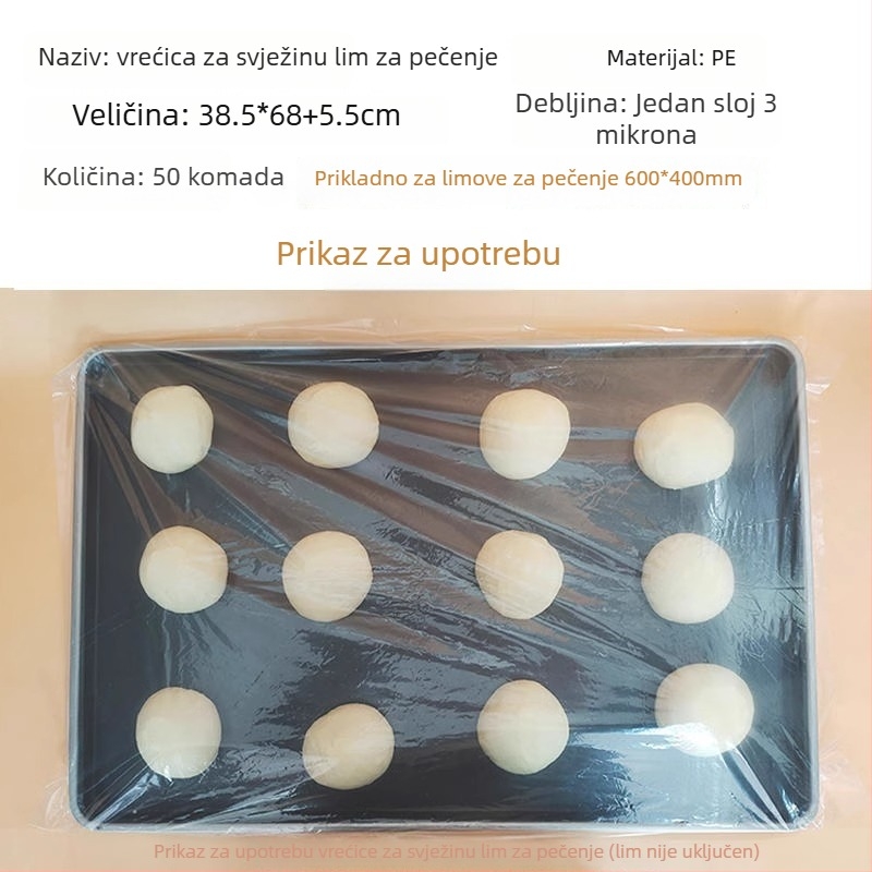 Set kutije za fermentaciju tijesta i vreće za čuvanje svježine – plastika, prašinsko zaštićeni poklopac, 1 kom
